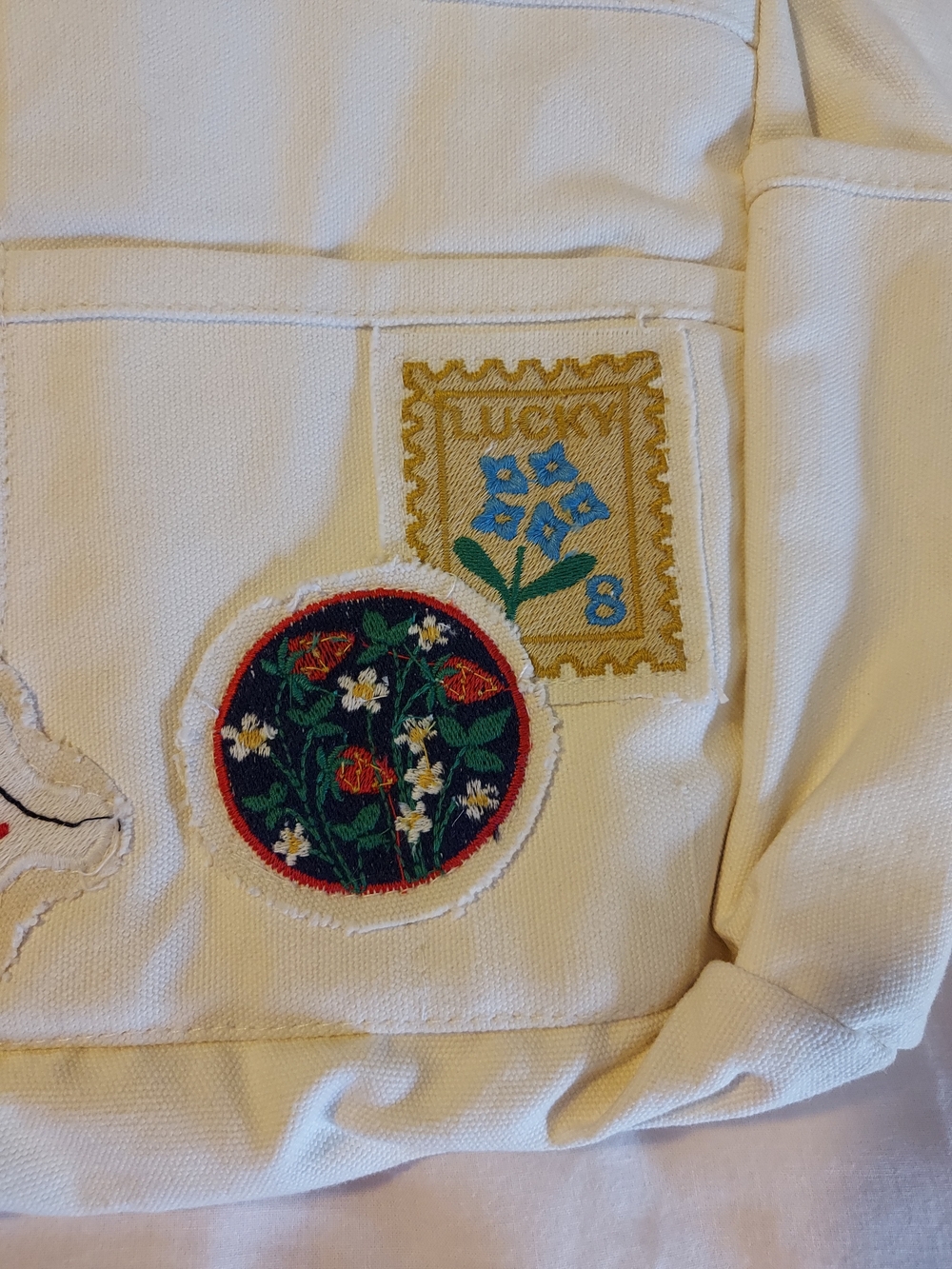 Free People Kiss My Patch Canvas Tote Bag in Mineral NWT - Picture 7 of 14